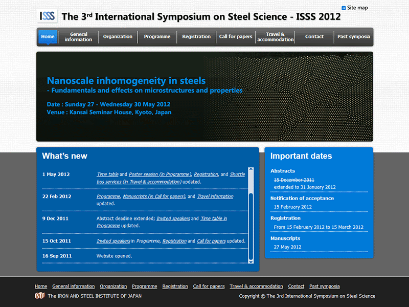 The 3rd International Symposium on Steel Science 2012