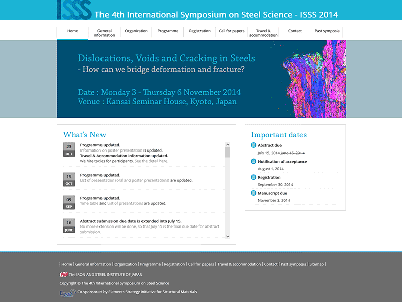 The 4th International Symposium on Steel Science 2014