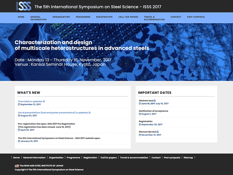 The 5th International Symposium on Steel Science 2017